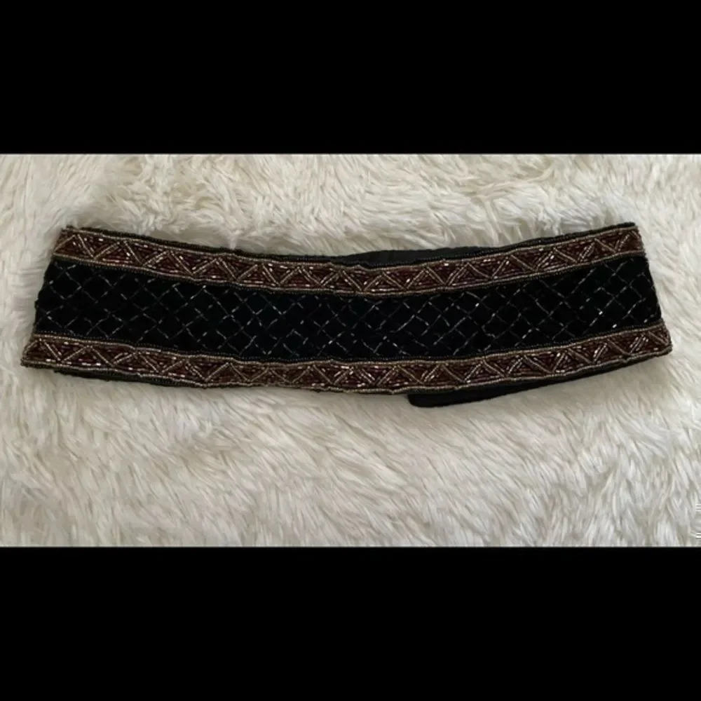 Vintage Christian Dior black, brown and gold embellished belt size small/medium